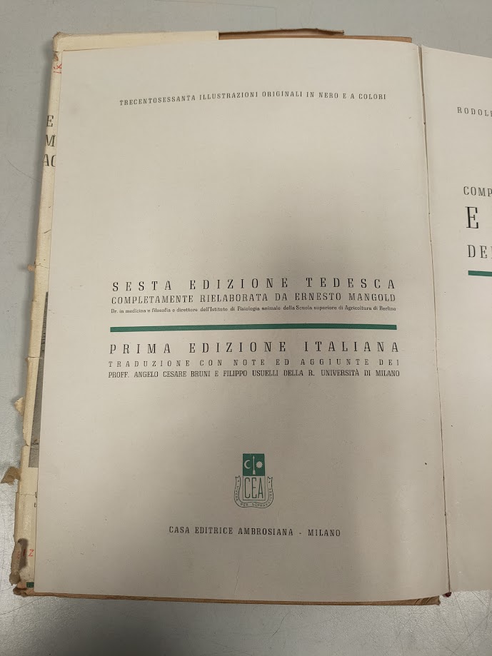 Libro Anatomia e Fisiologia degli Animali Domestici 1943