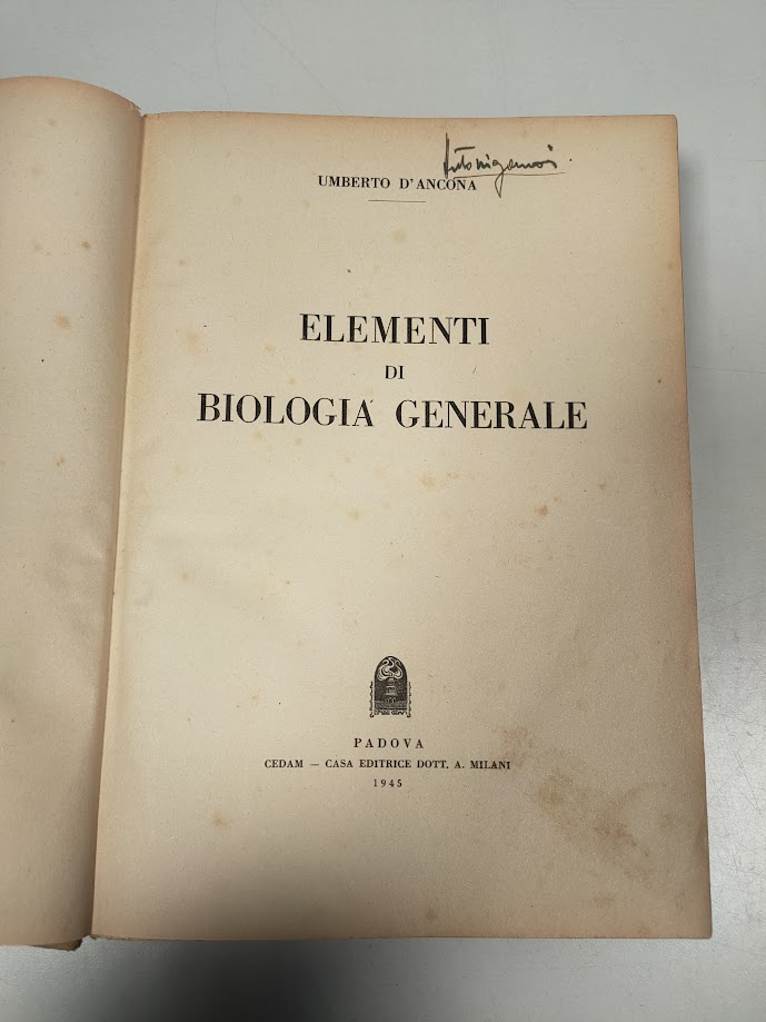 Libro Elementi di Biologia generale U. D'Ancona IV ED. 1945