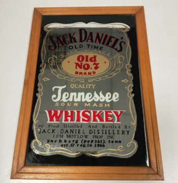 Specchio Pubblicitario con Cornice in Legno "Jack Daniel's" Vintage Anni '80