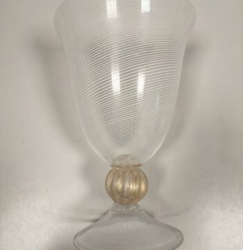 Vaso Ornamentale in Cristallo Francese Lavorato a Mano Vintage Anni '80