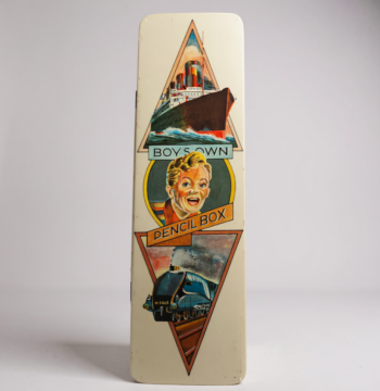 Astuccio Portapenne in Latta per Ragazzi Boy's Lown Pencil Box Vintage Anni '80