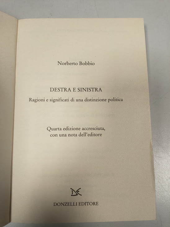 Libro Destra e Sinistra Ragioni e Significati di una Distinzione Politica 2004