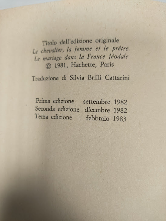 Libro Il Cavaliere la Donna il Prete Georges Duby 1983