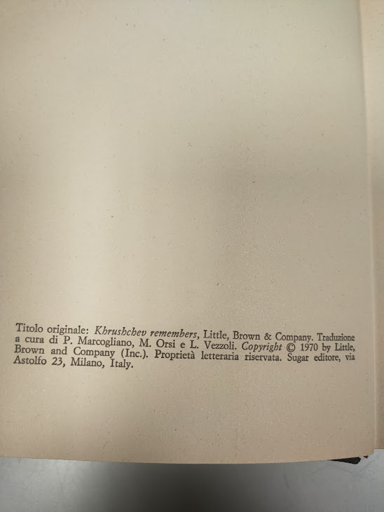 Libro Kruscev Ricorda Nikita S. Kruscev 1970