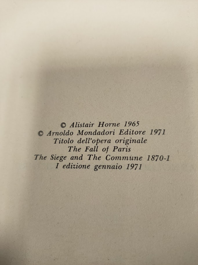 Libro L'Assedio e la Comune di Parigi 1870-71 Anno 1971