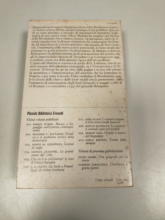 Libro La Rivoluzione Francese Volume Primo 1973