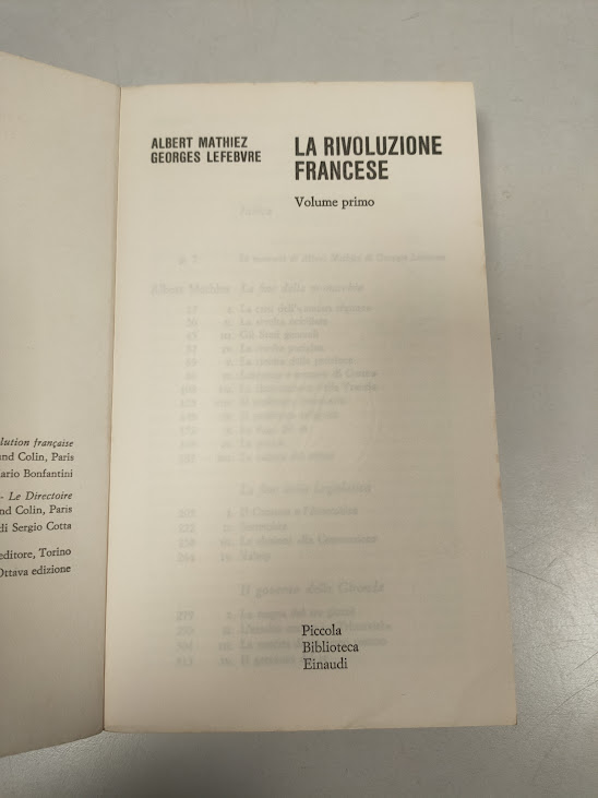 Libro La Rivoluzione Francese Volume Primo 1973