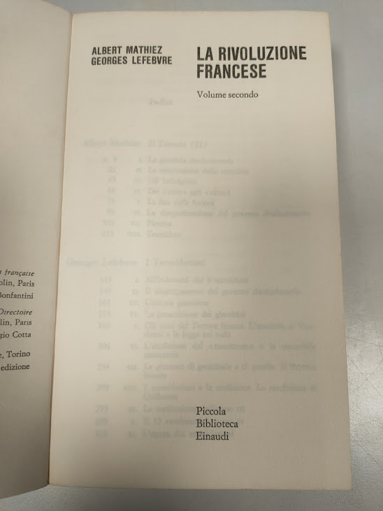 Libro La Rivoluzione Francese Volume Secondo 1973