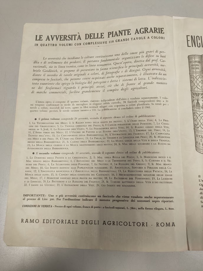 Libro Le Avversità delle Piante Agrarie Volume 2 1960
