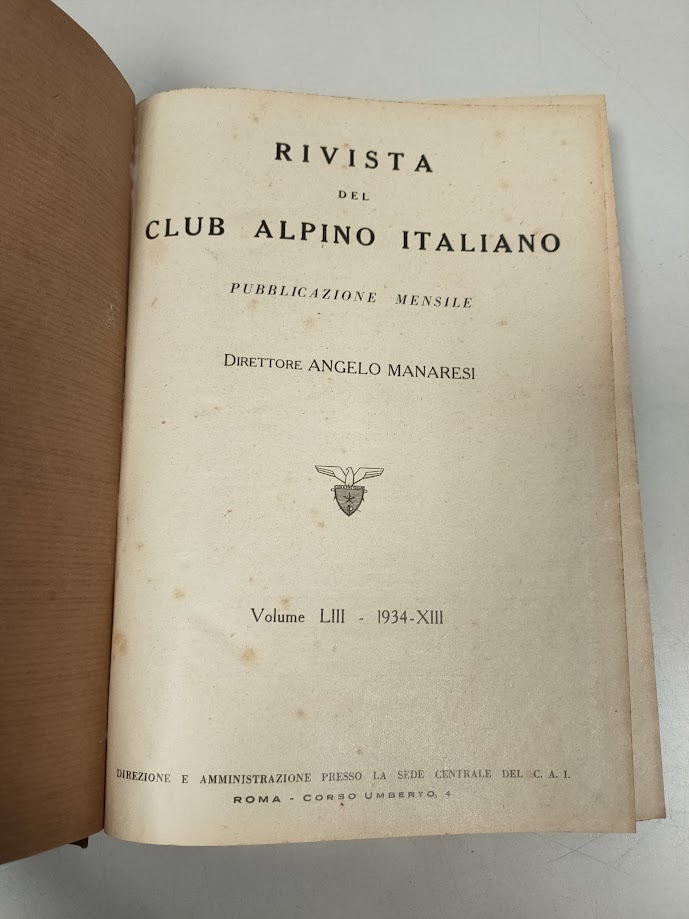 Libro Rivista del Club Alpino Italiano Volume LIII 1934 XIII
