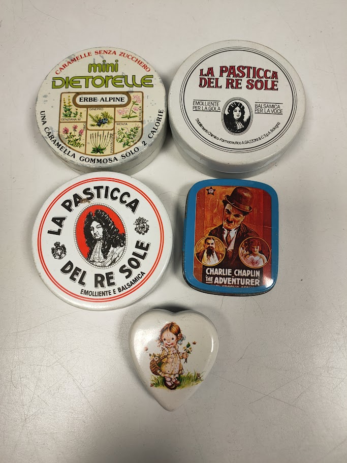 Lotto 5 Scatole di Latta Vuote di Caramelle Miste Anni 70/80/90