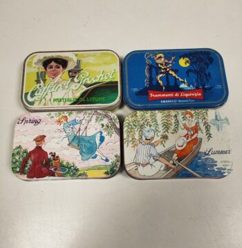 Lotto 4 scatole di Latta Vuote di Caramelle Miste Anni 70/80/90