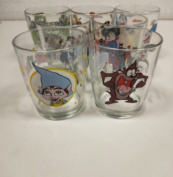 Lotto di 7 Bicchieri in Vetro "Nutella" Vintage Anni '2000