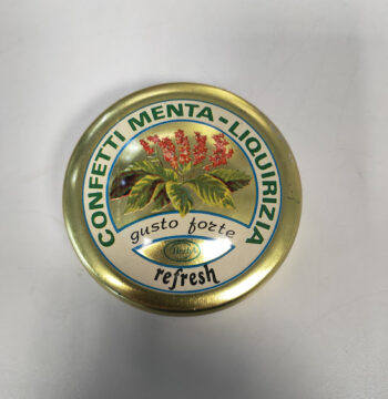Scatola di Latta Confetti Menta Liquirizia Gusto Forte Vintage Anni '80