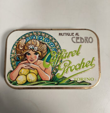Scatola di Latta Pastiglie di Cedro Caffarel Prochet Vintage Anni '80