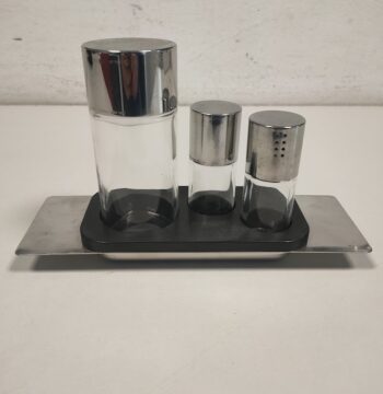 Set Oliera Olio/Aceto, Sale e Pepe "Alessi" in Acciaio Inox 18/10 Anni '70