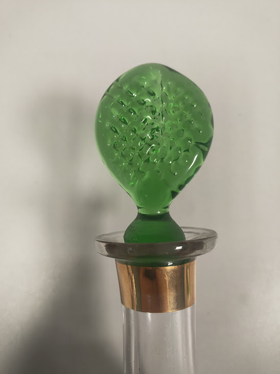 Set Vintage di Bottiglia e 5 Bicchieri da Liquore in vetro Anni '50