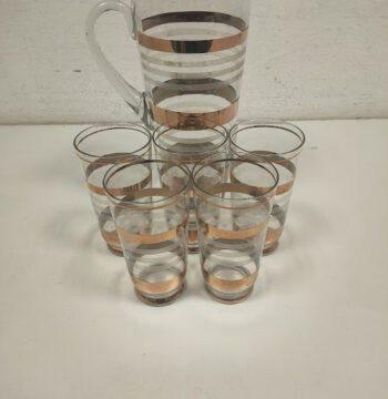 Set Vintage di Caraffa e 5 Bicchieri in Vetro Anni '50