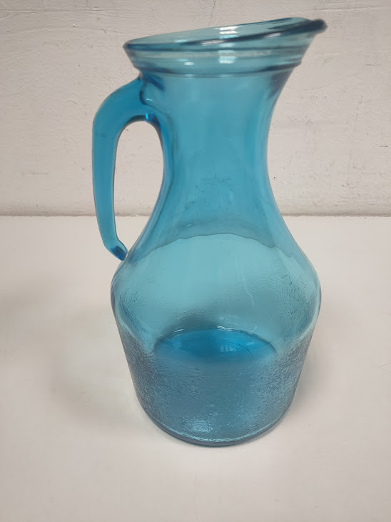 Set Vintage di brocca e 6 Bicchieri in Vetro Turchese Anni '50