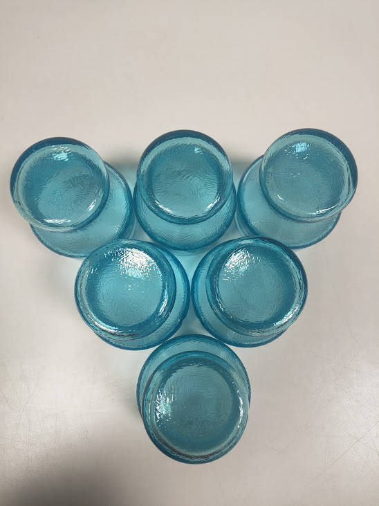 Set Vintage di brocca e 6 Bicchieri in Vetro Turchese Anni '50
