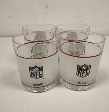 Set di 4 Bicchieri Pubblicitari "Mobil NFL" Vintage Anni '80