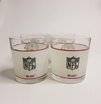 Set di 4 Bicchieri Pubblicitari "Mobil NFL" Vintage Anni '80
