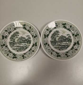 2 Piatti in Ceramica con Un'Immagine del Paesaggio Svedese Vintage Anni '70