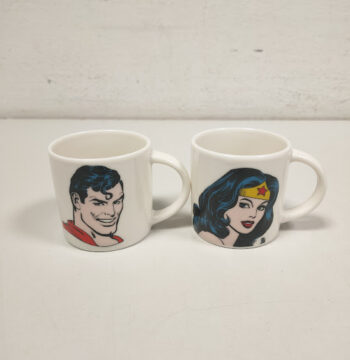 2 Tazzine da Caffè Pubblicitarie in Porcellana "Excelsia DC Comics"