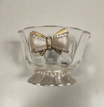 Coppa di Cristallo "RCR" trasparente con Applicata una farfalla Vintage Anni '80