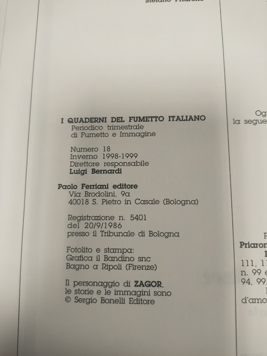 Fumetto Zagor I Quaderni del Fumetto Italiano 1997-1999