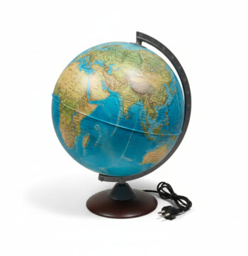 Mappamondo Luminoso "Novarico" in Plastica e Legno Vintage Anni '80