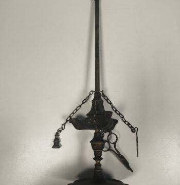 Antica Lucerna Fiorentina a 3 Fiamme in ottone Massiccio Vintage Primi '900