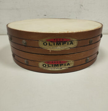 Coppia di Tamburelli in Legno e Pelle "Olimpia" Vintage Anni '70