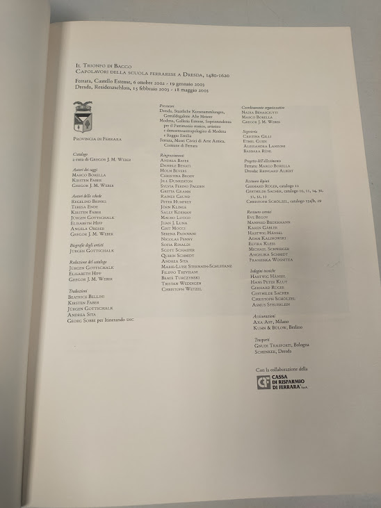 Libro Il Trionfo di Bacco Capolavori della Scuola Ferrarese a Dresda 2002