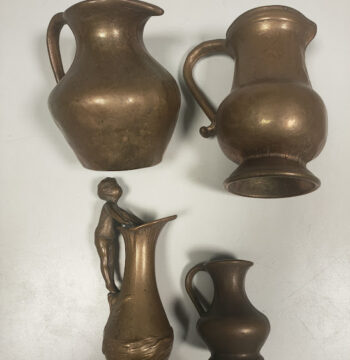 Lotto di 4 Brocche in Bronzo Vintage Anni '60