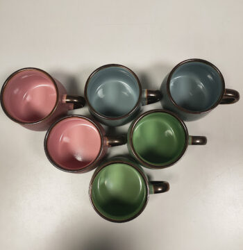 Set di 6 Tazze in Ceramica Firmata "Villa D'Este Tivoli 1996"