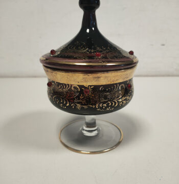 Vaso per caramelle Vintage con decorazione in oro 24 k. Anni '50-'60