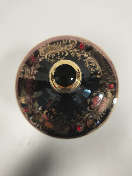 Vaso per caramelle Vintage con decorazione in oro 24 k. Anni '50-'60