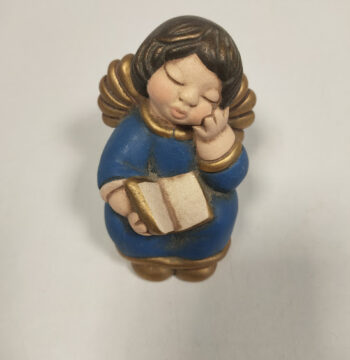 Angelo "Thun" in Ceramica con un Libro tra le Mani Vintage Anni 2000