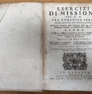 Libro "Esercizi di Missione" di Fra Domenico Serio - Edizione 1760 Venezia MDCCLX