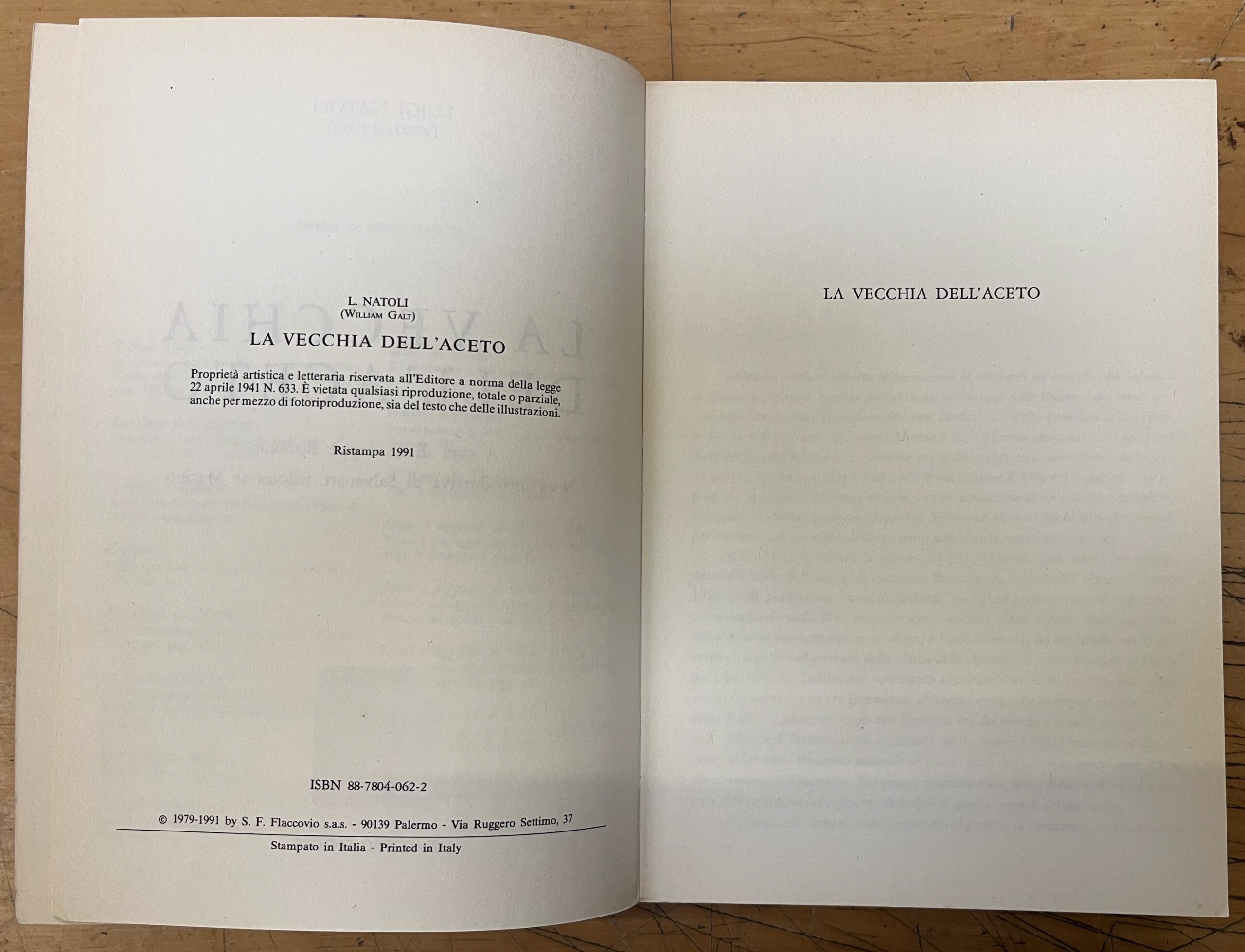 Libro "La Vecchia dell'Aceto" - Luigi Natoli (W. Galt) - Flaccovio Editore 1991