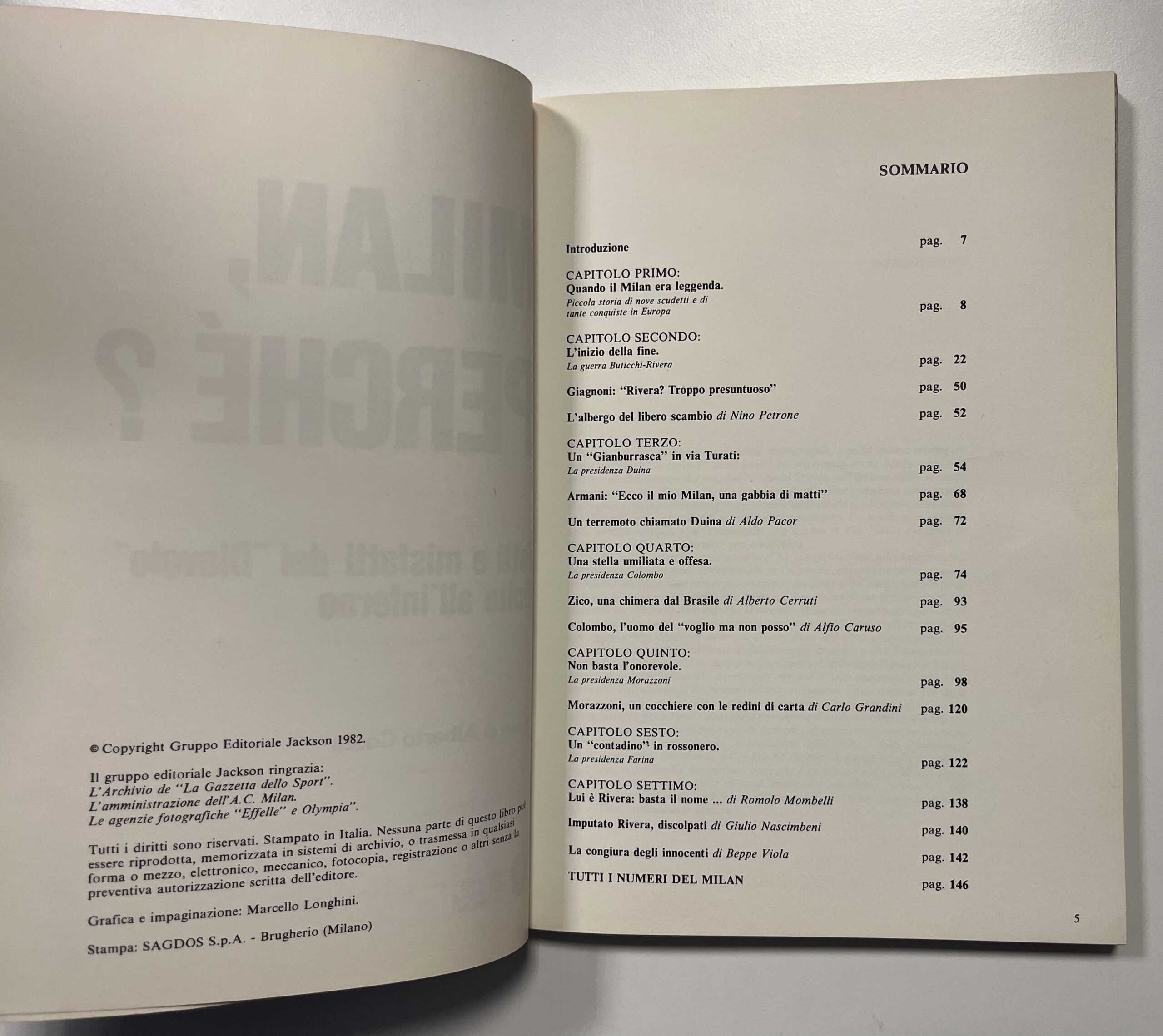 Libro "Milan, perché? Fatti e misfatti del "Diavolo" finito all'Inferno" - Alberto Costa - Gruppo Editoriale Jackson 1982