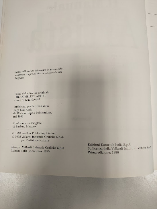 Libro Il manuale Dell'Artista 1996