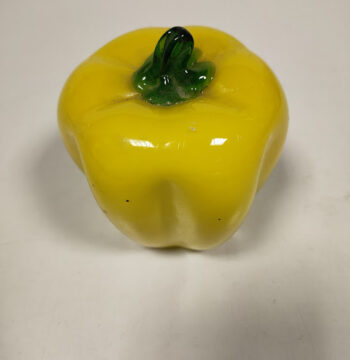 Peperone Giallo con Picciolo Verde in Vetro di Murano Realizzato a Mano Vintage