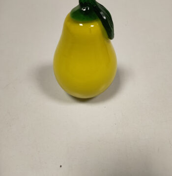 Pera Gialla con Picciolo Verde in Vetro di Murano Realizzato a Mano Vintage