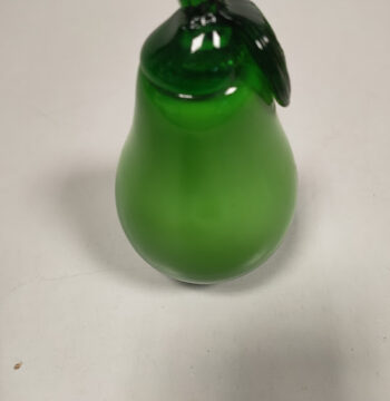 Pera Verde con Picciolo Verde in Vetro di Murano Realizzato a Mano Vintage