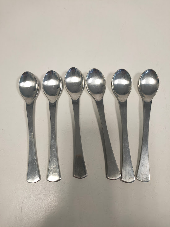 Set di 6 Tazzine più Piattini da Caffè Espresso in Acciaio Inox 18/10 Vintage Anni '70