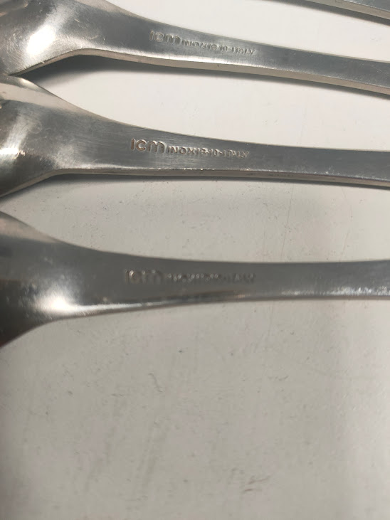 Set di 6 Tazzine più Piattini da Caffè Espresso in Acciaio Inox 18/10 Vintage Anni '70