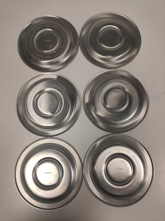 Set di 6 Tazzine più Piattini da Caffè Espresso in Acciaio Inox 18/10 Vintage Anni '70