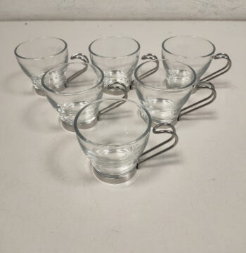 Set di  Tazze in Vetro e Metallo "Bormioli Rocco" con Confezione Originale